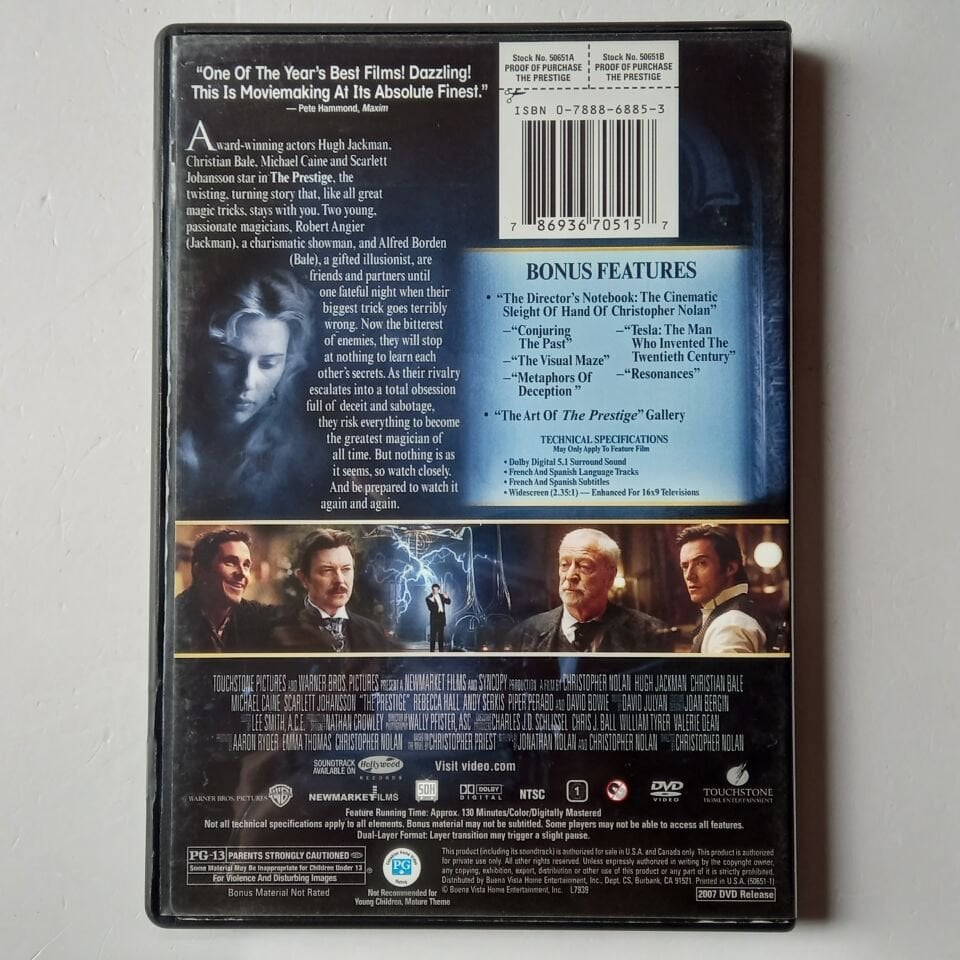 THE PRESTIGE - CHRISTIAN BALE, HUGH JACKMAN, SCARLETT JOHANSSON - DVD 2.EL 1.BÖLGE