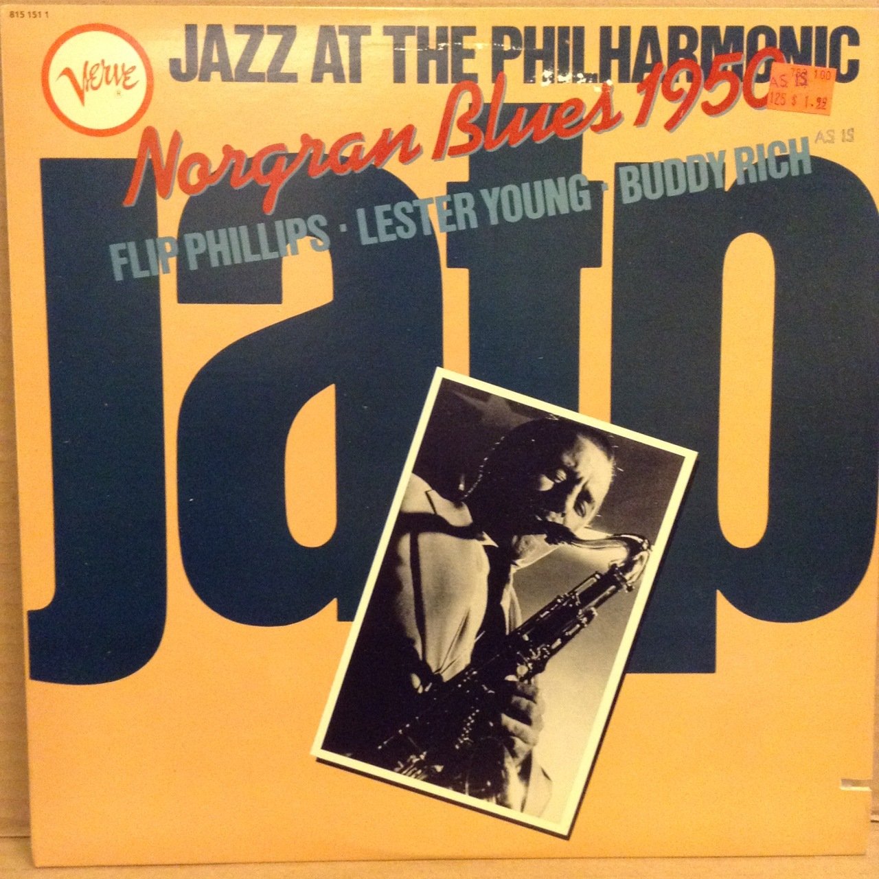 JAZZ AT THE PHILHARMONIC NORGRAN BLUES 1950 FLIP PHILLIPS LESTER YOUNG BUDDY RICH 2.EL PLAK