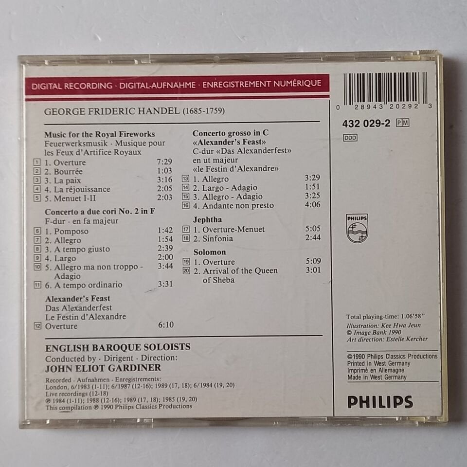 HANDEL, ENGLISH BAROQUE SOLOISTS, JOHN ELIOT GARDINER – FEUERWERKSMUSIK - ORCHESTERWERKE (1990) - CD 2.EL