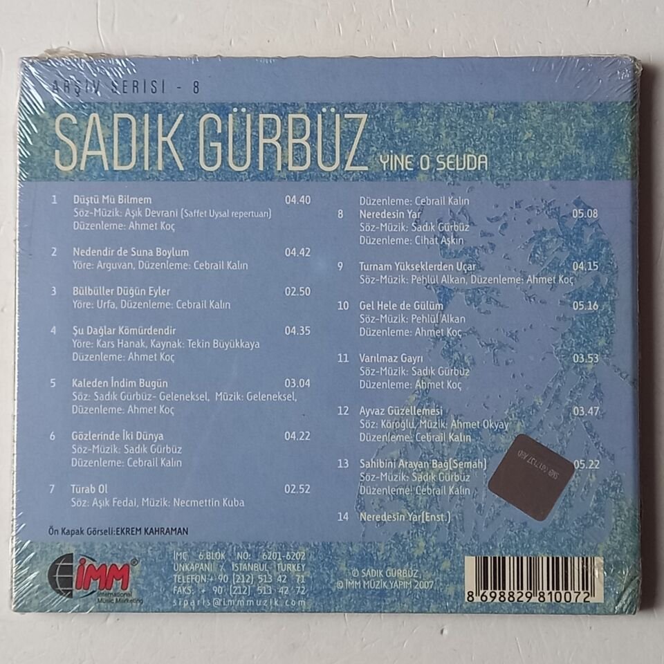 SADIK GÜRBÜZ - YİNE O SEVDA / ARŞİV SERİSİ 8 (2007) - CD AMBALAJINDA SIFIR