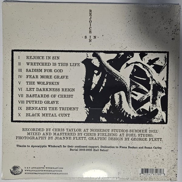 BURIAL - REJOICE IN SIN (2024) - LP BLACK METAL SIFIR PLAK