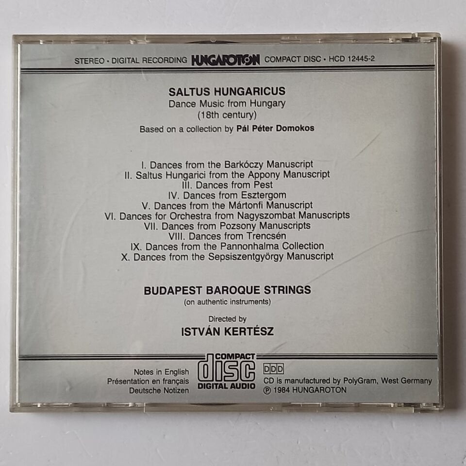 SALTUS HUNGARICUS - BUDAPEST BAROQUE STRINGS / ISTVAN KERTESZ (1984) - CD 1985 REISSUE 2.EL