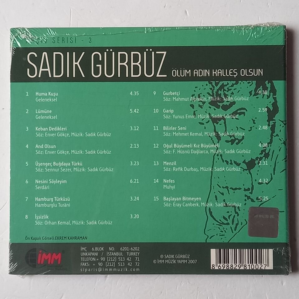 SADIK GÜRBÜZ - ÖLÜM ADIN KALLEŞ OLSUN / ARŞİV SERİSİ 3 (2007) - CD AMBALAJINDA SIFIR