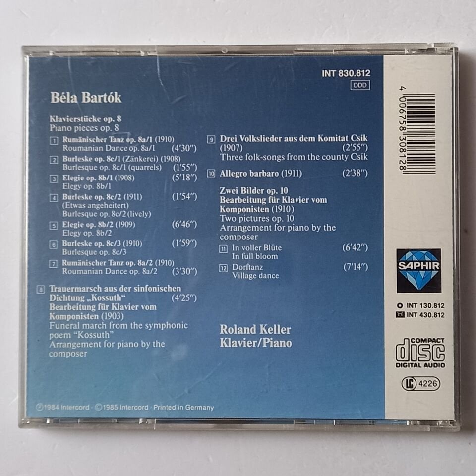 BELA BARTOK – KLAVIERWERKE AUS DER ZEIT VON 1903-1911 (1982) - CD 1985 REISSUE 2.EL