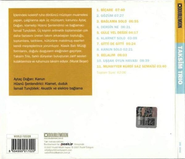 TAKSIM TRIO – TAKSIM TRIO (2015) - CD DIGIPAK AMBALAJINDA SIFIR