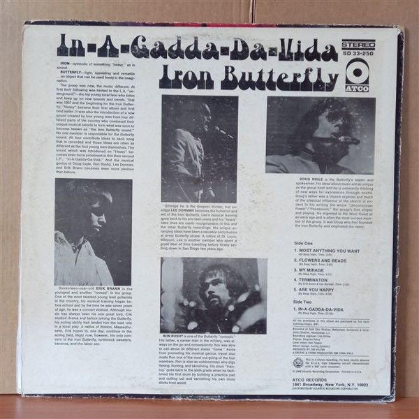 IRON BUTTERFLY – IN-A-GADDA-DA-VIDA (1968) - LP 2.EL PLAK