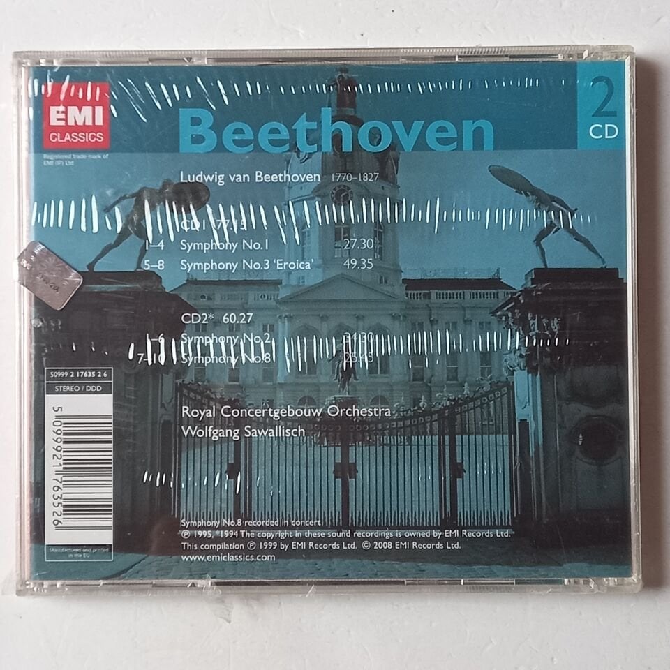 BEETHOVEN: SYMPHONIES 1, 2, 3 & 8 - ROYAL CONCERTGEBOUW ORCHESTRA / WOLFGANG SAWALLISCH (1985) - CD AMBALAJINDA SIFIR