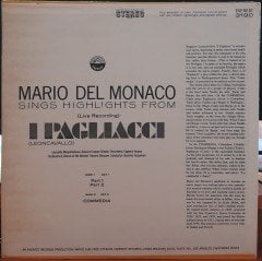 LEONCAVALLO / MARIO DEL MONACO - SINGS HIGHLIGHTS FROM I PAGLIACCI - LP 2.EL PLAK