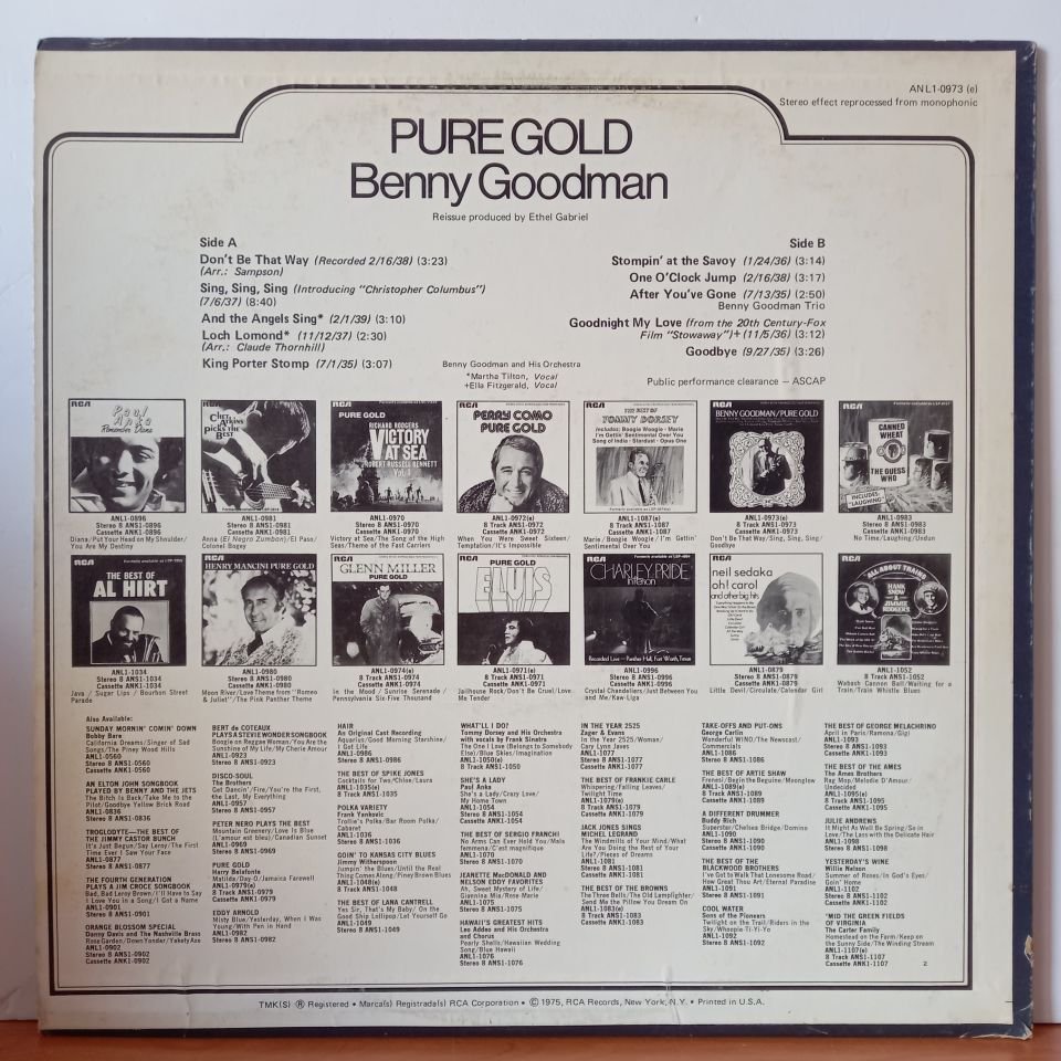 BENNY GOODMAN – PURE GOLD (1975) - LP  2.EL PLAK