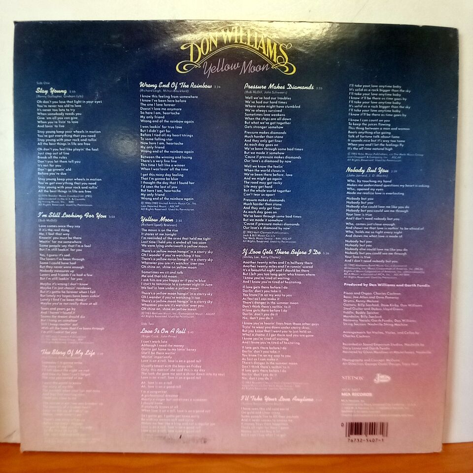 DON WILLIAMS – YELLOW MOON (1983) - LP 2.EL PLAK