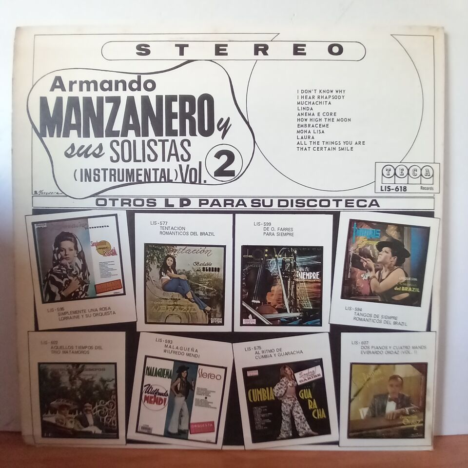 ARMANDO MANZANERO – ARMANDO MANZANERO Y SUS SOLISTAS VOL. 2 INSTRUMENTAL - LP 2.EL PLAK
