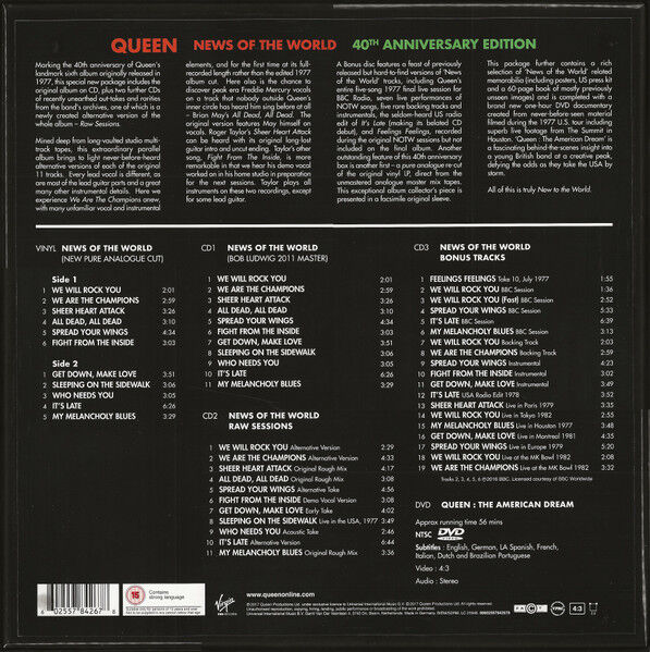 QUEEN - NEWS OF THE WORLD (1977) - 1xLP 3xCD 1xDVD 2017 EDITION BOX SET AMBALAJINDA SIFIR
