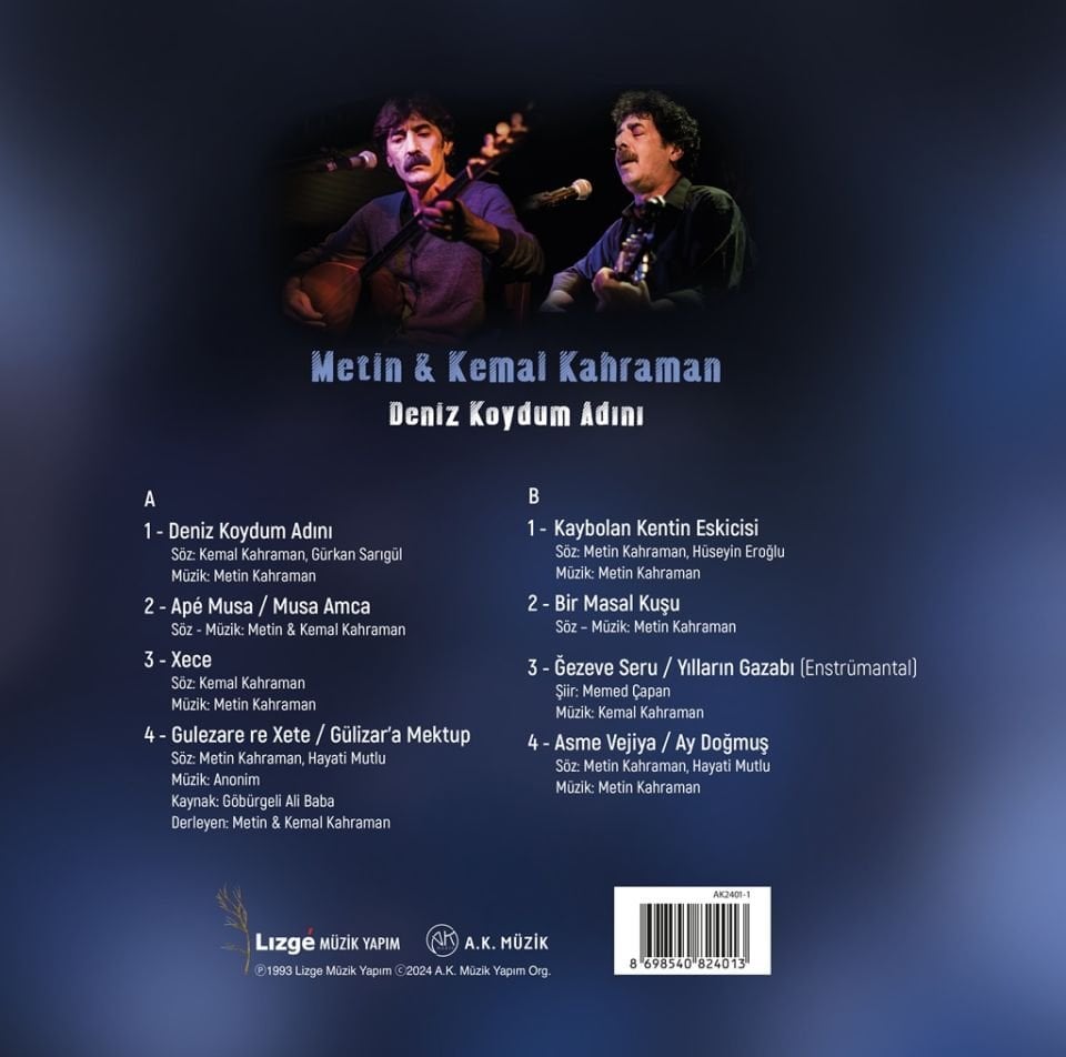 METİN & KEMAL KAHRAMAN - DENİZ KOYDUM ADINI (1993) - LP 2024 BASIM SIFIR PLAK