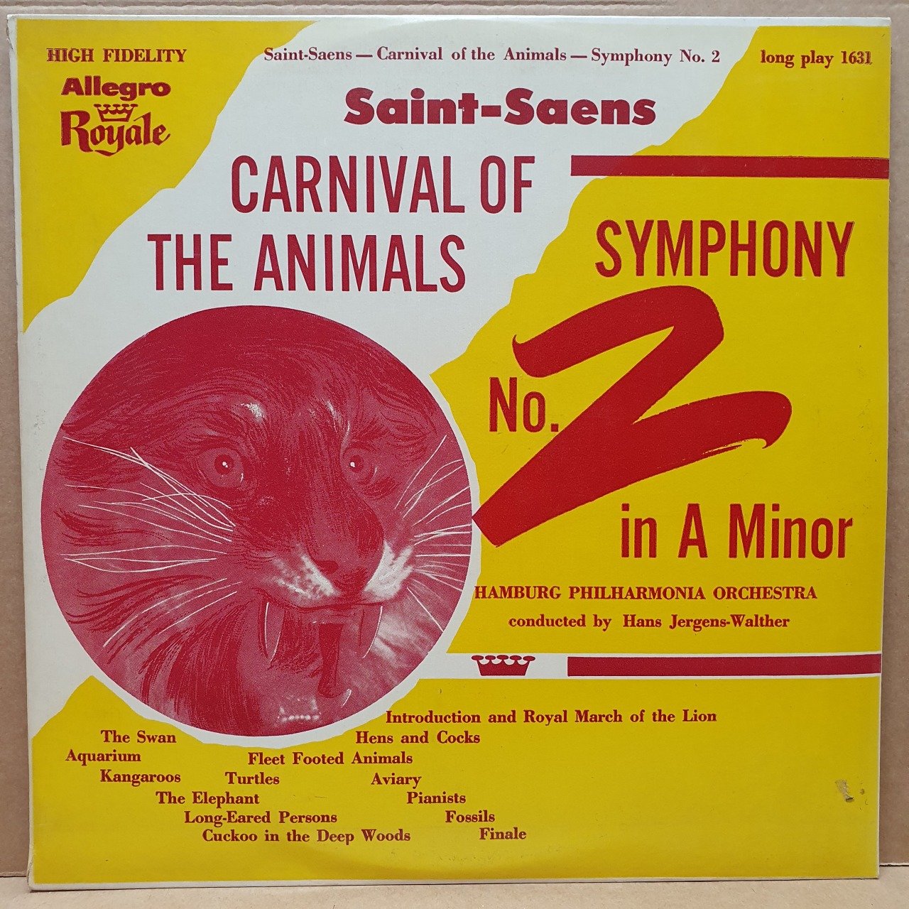 SAINT SAENS - CARNIVAL OF THE ANIMALS / SYMPHONY NO.2 IN A MINOR / HAMBURG PHILHARMONICA ORCHESTRA (1955) - LP 2.EL PLAK