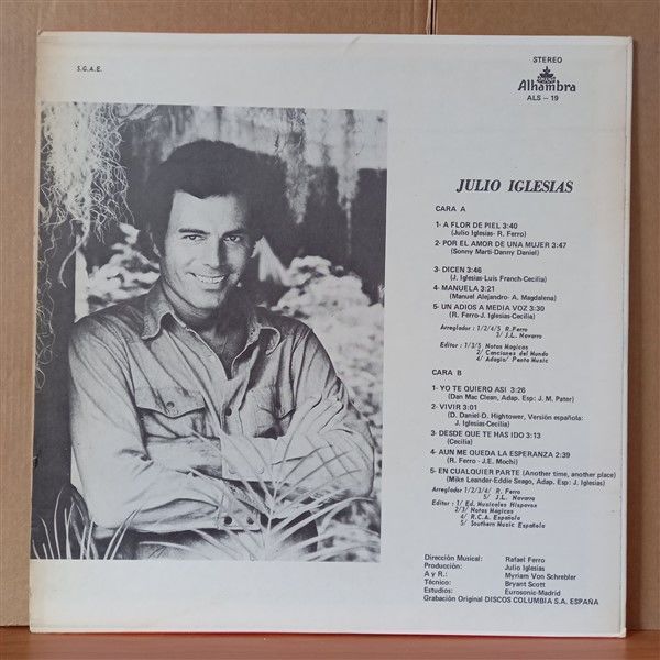 JULIO IGLESIAS – A FLOR DE PIEL (1974) - LP 2.EL PLAK