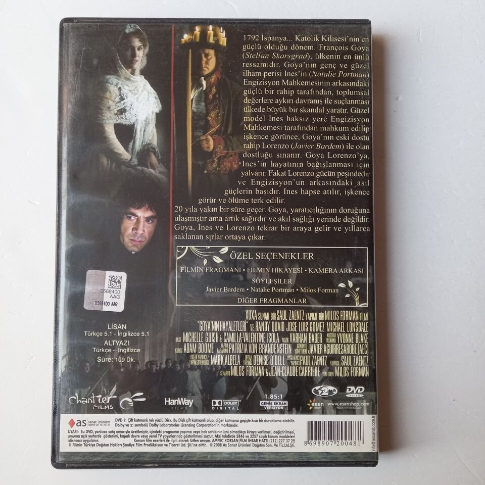 GOYA'NIN HAYALETLERİ - GOYA'S GHOSTS - JAVIER BARDEM - NATALIE PORTMAN - MILOS FORMAN - DVD 2.EL