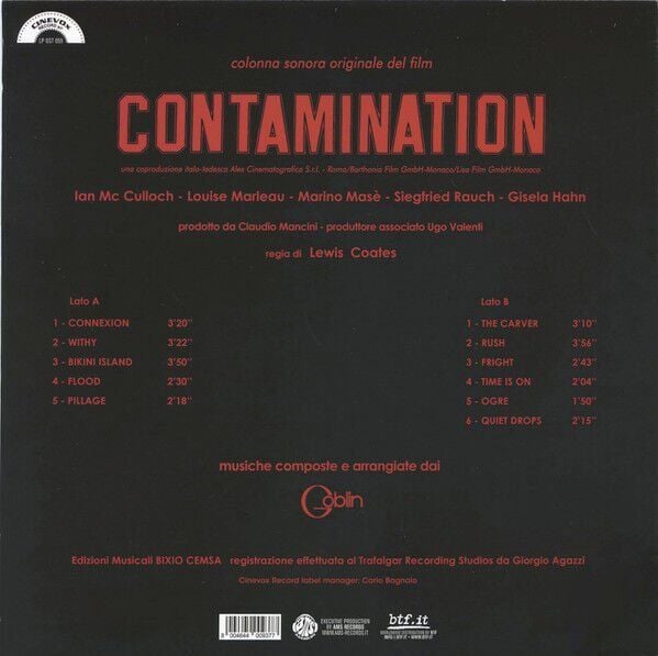 GOBLIN - CONTAMINATION (1980) SOUNDTRACK - LP 2025 BLACK VINYL EDITION SIFIR PLAK