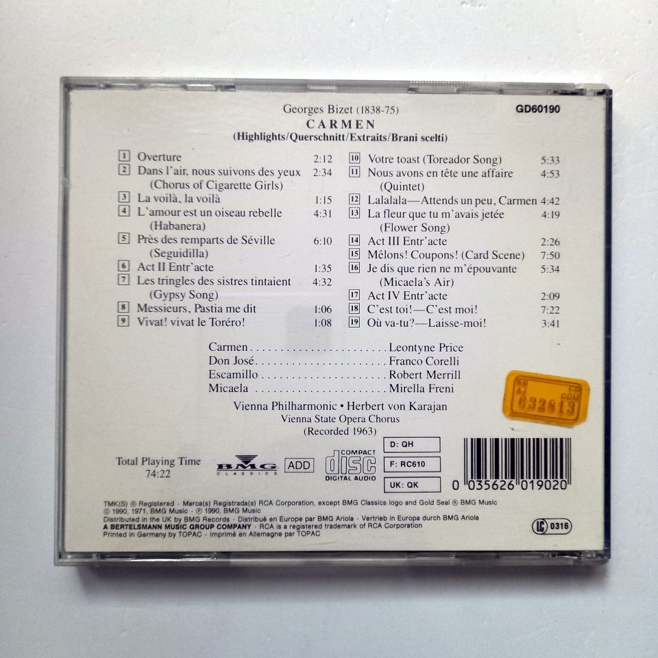 GEORGES BIZET – CARMEN HIGHLIGHTS (1990) - CD 2.EL