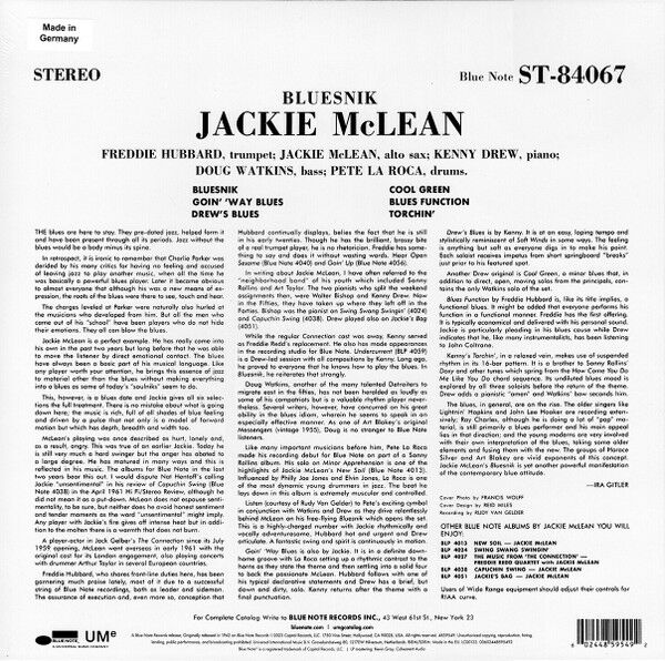 JACKIE MCLEAN – BLUESNIK (1962) - 2023 REISSUE LP BLUE NOTE SIFIR PLAK