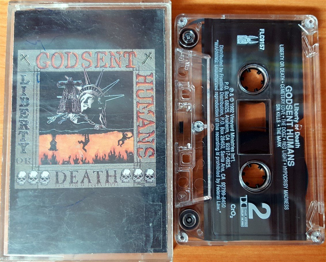 GODSENT HUMANS - LIBERTY OR DEATH (1992) CASSETTE MADE IN USA ''USED''