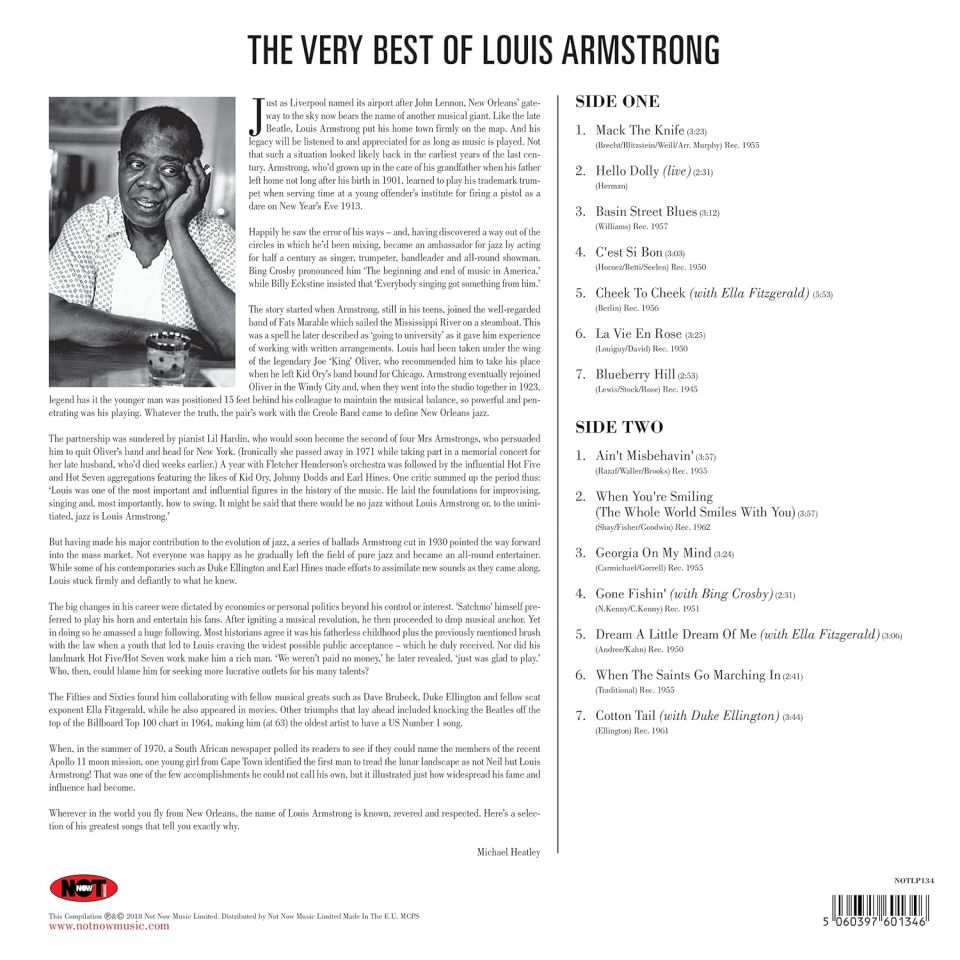 LOUIS ARMSTRONG - THE VERY BEST OF - LP COMPILATION 2018 EDITION SIFIR PLAK