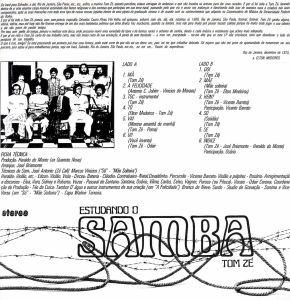 TOM ZE - ESTUDANDO O SAMBA (1976) - LP 2019 REISSUE SIFIR PLAK