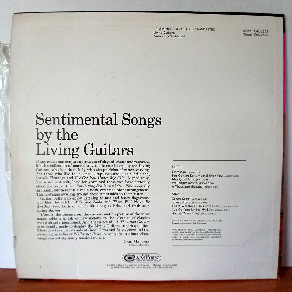 LIVING GUITARS – \'\'FLAMINGO\'\' AND OTHER FAVORITES (1967) - LP 2.EL PLAK