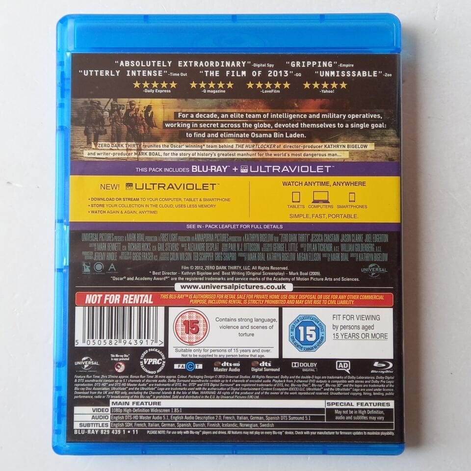 ZERO DARK THIRTY - JESSICA CHASTAIN, JASON CLARKE  - BLU-RAY ULTRAVIOLET 2.EL