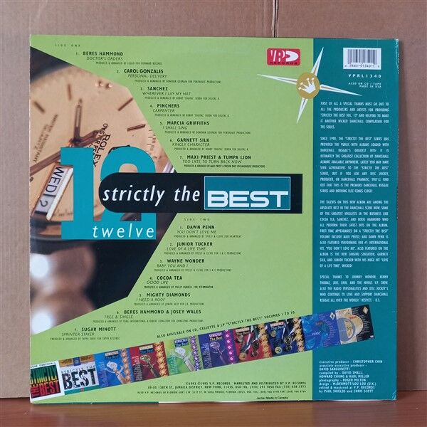 STRICTLY THE BEST 12 / BERES HAMMOND, CAROL GONZALES, SANCHEZ, PINCHERS, GARNETT SILK, DAWN PENN, WAYNE WONDER, SUGAR MINOTT (1993) - LP 2.EL PLAK