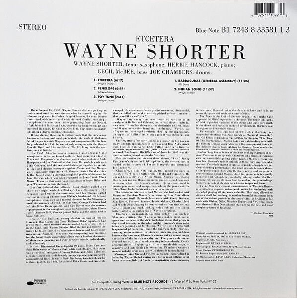 WAYNE SHORTER - ETCETERA (1980) - LP BLUE NOTE TONE POET SERIES 180GR 2019 EDITION SIFIR PLAK