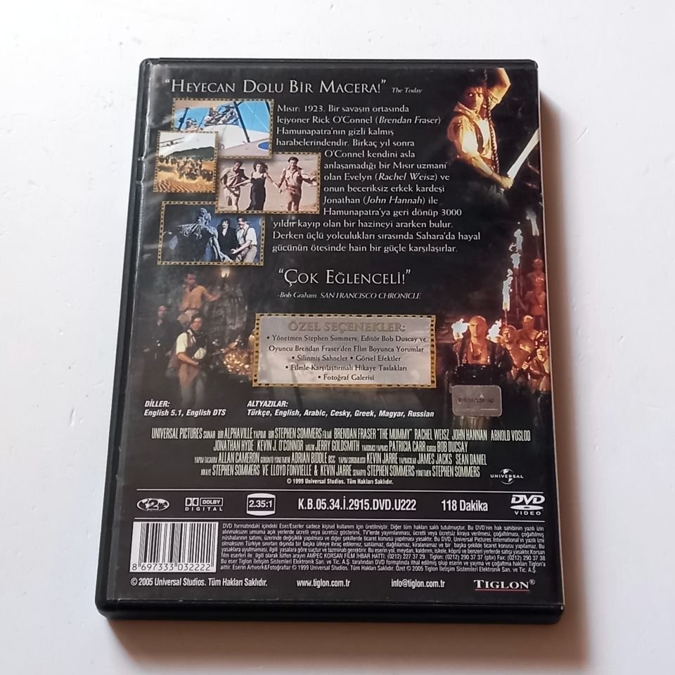 THE MUMMY - MUMYA - ÖZEL VERSİYON - BRENDAN FRASER, RACHEL WEISZ - YÖN.: STEPHEN SOMMERS - DVD 2.EL
