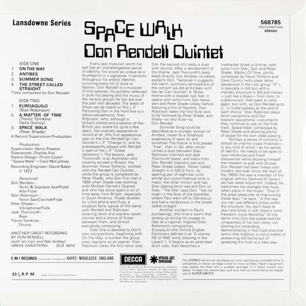 DON RENDELL QUINTET – SPACE WALK (1972) - 2021 REISSUE LP SIFIR PLAK