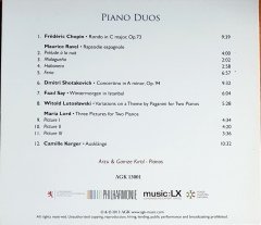 ARZU & GAMZE KIRTIL - PIANO DUOS / CHOPIN, RAVEL, LORD, KERGER (2014) AGK CD 2.EL