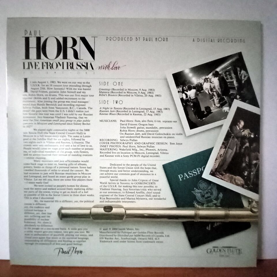 PAUL HORN – LIVE FROM RUSSIA / WITH LOVE (1984) - LP 2.EL PLAK