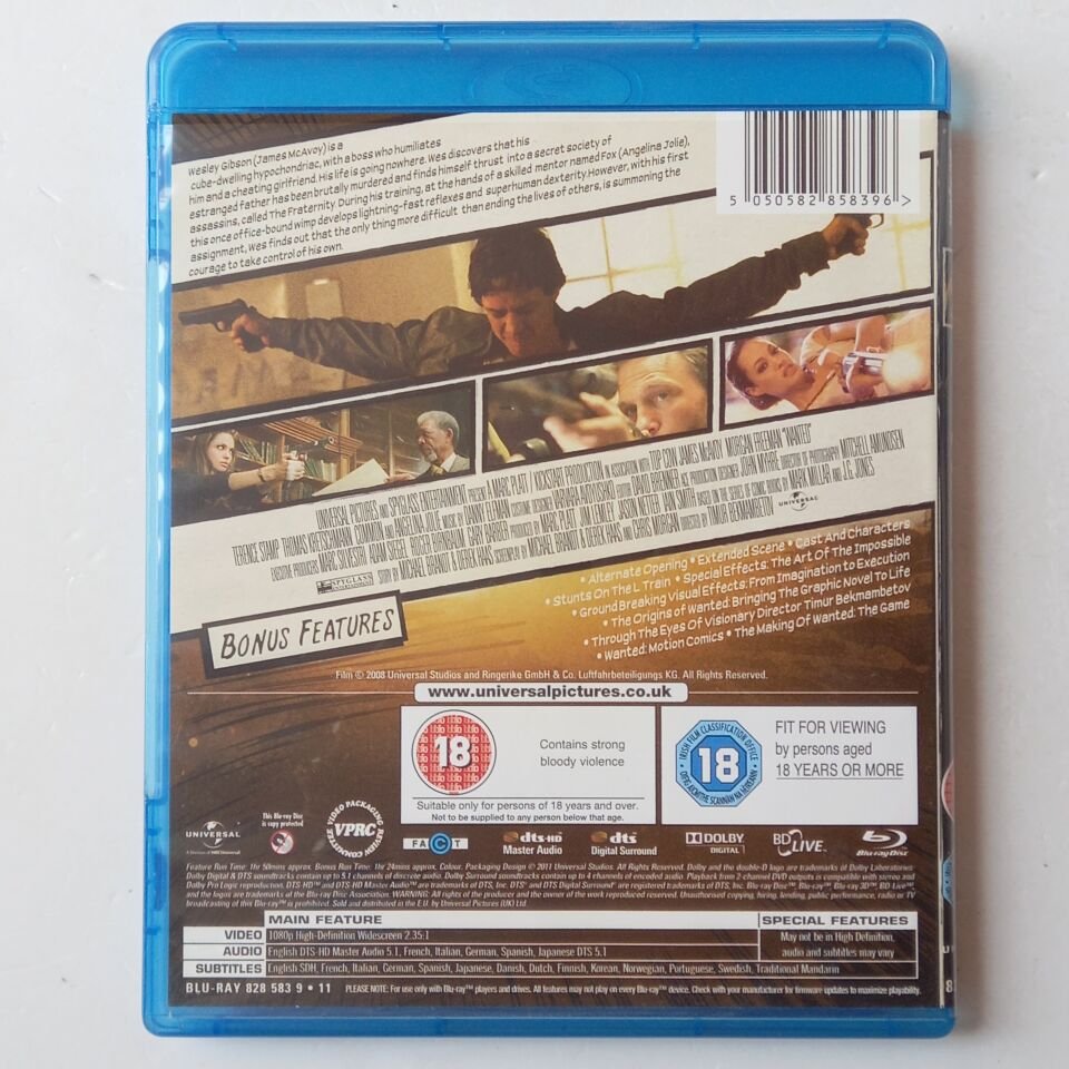 WANTED - JAMES MCAVOY, MORGAN FREEMAN, ANGELINA JOLIE - BLU-RAY 2.EL