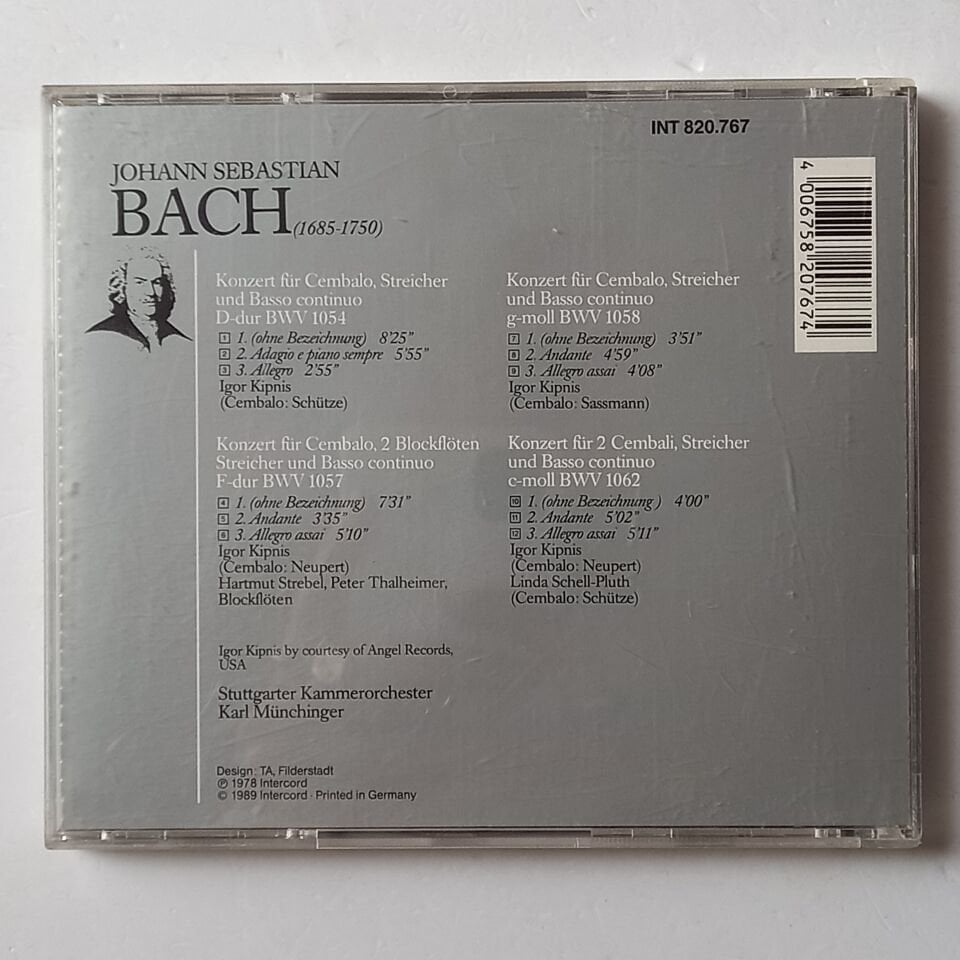 BACH – CEMBALOKONZERTE BWV 1054 - BWV 1057 - BWV 1058 - BWV 1062 (1989) - CD 2.EL