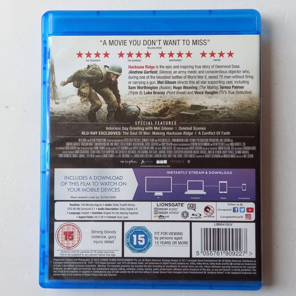 HACKSAW RIDGE - MEL GIBSON, ANDREW GARFIELD - BLU-RAY 2.EL