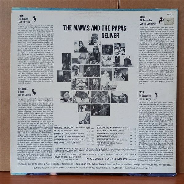 THE MAMAS & THE PAPAS – DELIVER (1967) - LP 2. EL PLAK