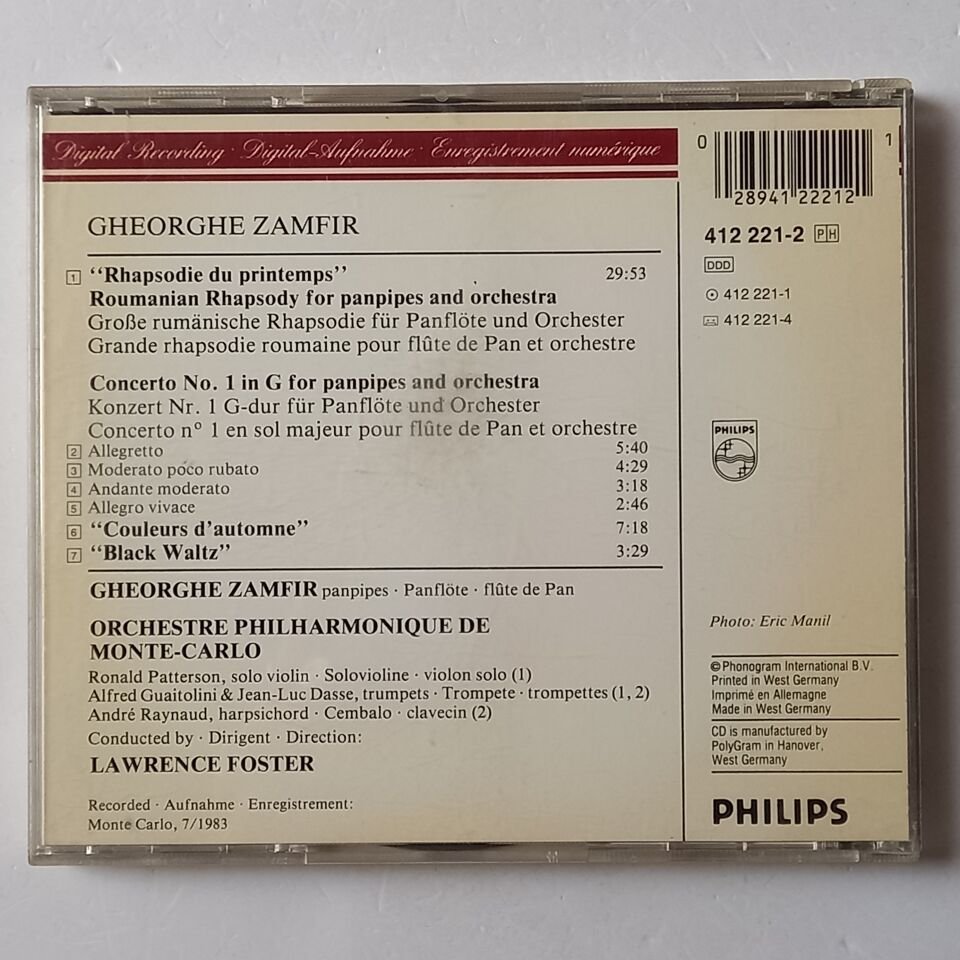 ZAMFIR: RHAPSODIE DU PRINTEMPS CONCERTO NO. 1 - ORCHESTRE PHILHARMONIQUE DE MONTE-CARLO, LAWRENCE FOSTER (1983) - CD 2.EL