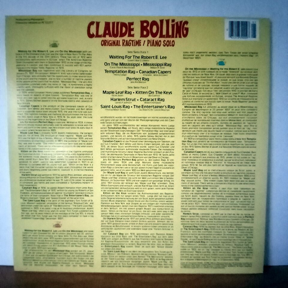 CLAUDE BOLLING – ORIGINAL RAGTIME/PIANO SOLO (1986) - LP 2.EL PLAK