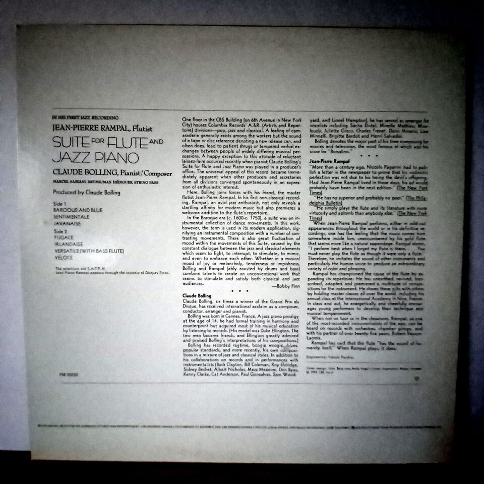 JEAN-PIERRE RAMPAL, CLAUDE BOLLING – SUITE FOR FLUTE AND JAZZ PIANO (1975) - LP 2.EL PLAK