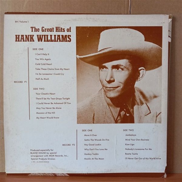 HANK WILLIAMS – THE GREAT HITS OF HANK WILLIAMS (1972) - 2LP 2. EL PLAK