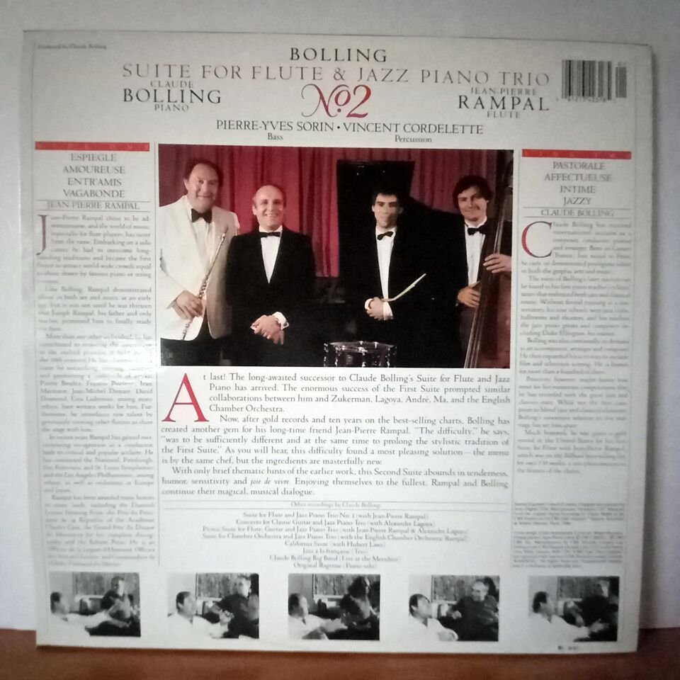 JEAN-PIERRE RAMPAL, CLAUDE BOLLING – BOLLING: SUITE NO. 2 FOR FLUTE AND JAZZ PIANO TRIO (1987) - LP 2.EL PLAK