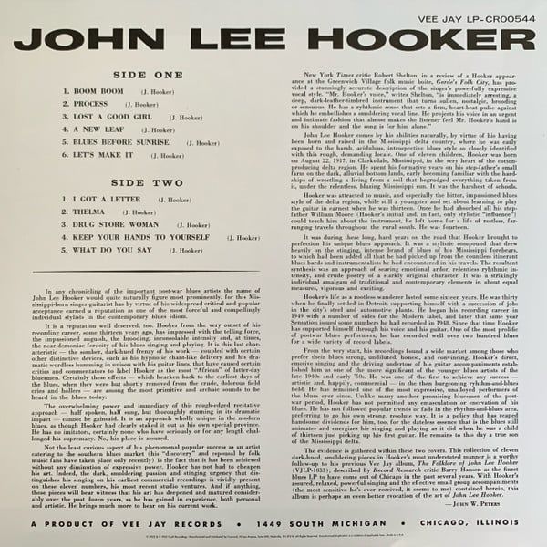 JOHN LEE HOOKER – BURNIN' (1962) - LP 60TH ANNIVERSARY EDITION 2022 SIFIR PLAK