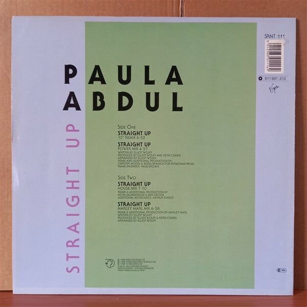 PAULA ABDUL – STRAIGHT UP (1989) - 12'' 45RPM MAXI SINGLE 2.EL PLAK