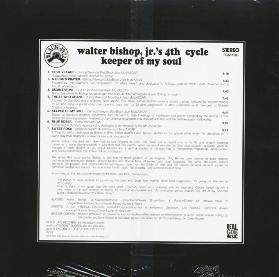 WALTER BISHOP, JR.'S 4TH CYCLE – KEEPER OF MY SOUL (1973) - LP 2021 REISSUE SIFIR PLAK