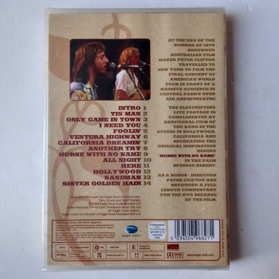 AMERICA – LIVE IN CENTRAL PARK 1979 (2008) - DVD AMBALAJINDA SIFIR