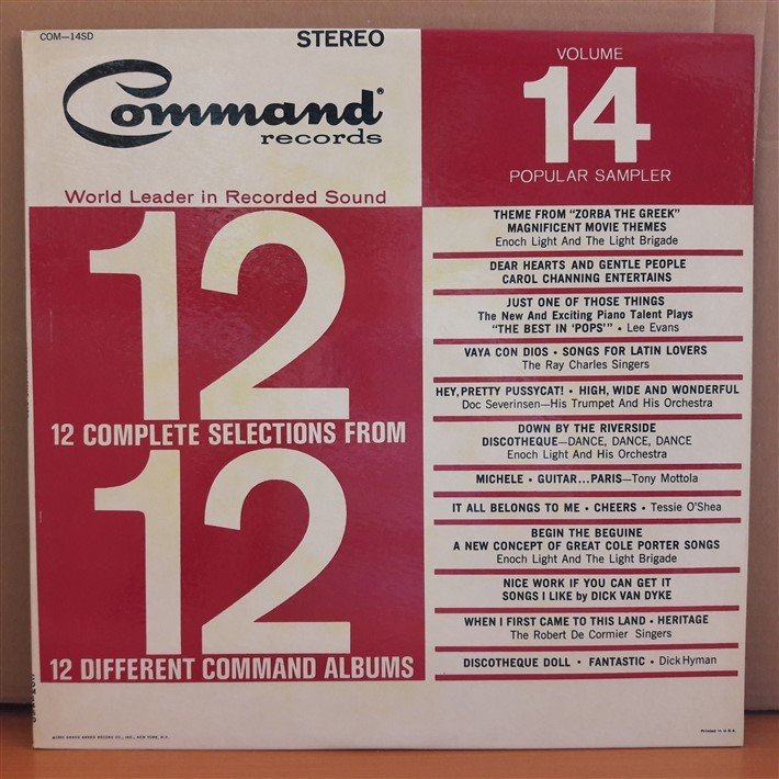 12 COMPLETE SELECTIONS FROM 12 DIFFERENT COMMAND ALBUMS (1965) - LP 2.EL PLAK