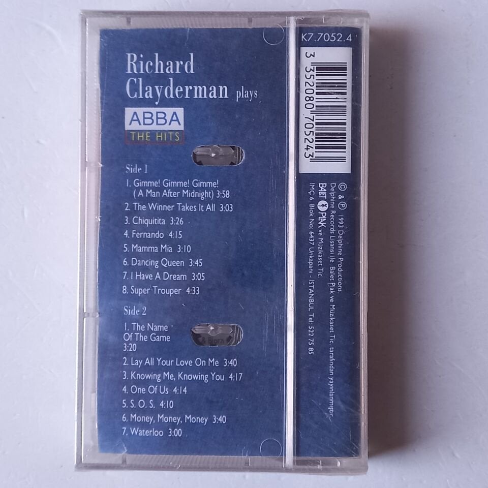 RICHARD CLAYDERMAN PLAYS ABBA HITS (1993) - KASET SIFIR