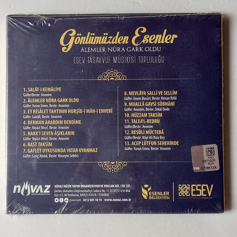 GÖNLÜMÜZDEN ESENLER – ALEMLER NURA GARK OLDU - CD AMBALAJINDA SIFIR